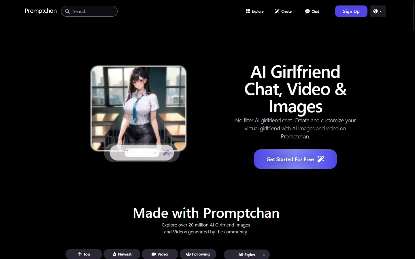 Promptchan AI screenshot